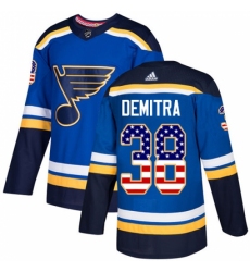 Youth Adidas St. Louis Blues #38 Pavol Demitra Authentic Blue USA Flag Fashion NHL Jersey