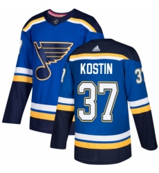 Men's Adidas St. Louis Blues #37 Klim Kostin Authentic Royal Blue Home NHL Jersey