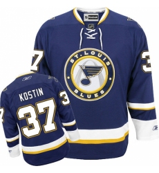 Men's Reebok St. Louis Blues #37 Klim Kostin Authentic Navy Blue Third NHL Jersey