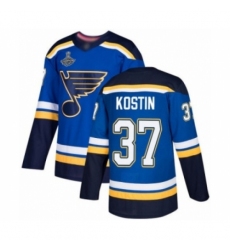 Men's St. Louis Blues #37 Klim Kostin Authentic Royal Blue Home 2019 Stanley Cup Champions Hockey Jersey