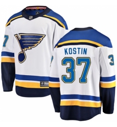 Men's St. Louis Blues #37 Klim Kostin Fanatics Branded White Away Breakaway NHL Jersey