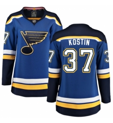 Women's St. Louis Blues #37 Klim Kostin Fanatics Branded Royal Blue Home Breakaway NHL Jersey