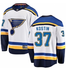 Youth St. Louis Blues #37 Klim Kostin Fanatics Branded White Away Breakaway NHL Jersey