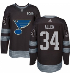 Men's Adidas St. Louis Blues #34 Jake Allen Authentic Black 1917-2017 100th Anniversary NHL Jersey