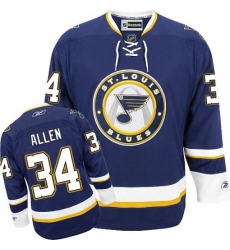 Men's Reebok St. Louis Blues #34 Jake Allen Premier Navy Blue Third NHL Jersey