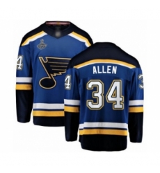 Youth St. Louis Blues #34 Jake Allen Fanatics Branded Royal Blue Home Breakaway 2019 Stanley Cup Champions Hockey Jersey