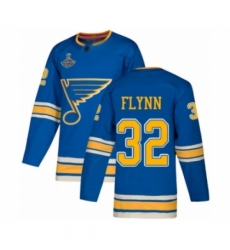 Men's St. Louis Blues #32 Brian Flynn Authentic Navy Blue Alternate 2019 Stanley Cup Champions Hockey Jersey