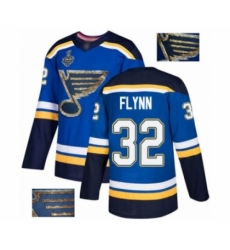 Men's St. Louis Blues #32 Brian Flynn Authentic Royal Blue Fashion Gold 2019 Stanley Cup Final Bound Hockey Jersey