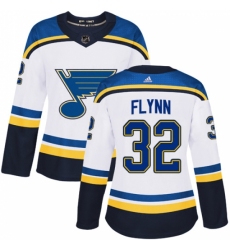 Women's Adidas St. Louis Blues #32 Brian Flynn Authentic White Away NHL Jersey