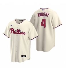 Men's Nike Philadelphia Phillies #4 Scott Kingery Cream Alternate Stitched Baseball Jersey