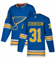 Men's Adidas St. Louis Blues #31 Chad Johnson Authentic Navy Blue Alternate NHL Jersey
