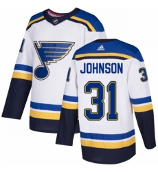 Men's Adidas St. Louis Blues #31 Chad Johnson Authentic White Away NHL Jersey