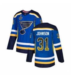 Men's St. Louis Blues #31 Chad Johnson Authentic Blue Drift Fashion 2019 Stanley Cup Final Bound Hockey Jersey