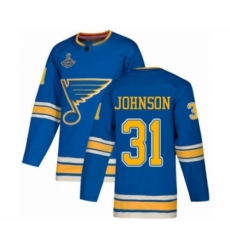 Men's St. Louis Blues #31 Chad Johnson Authentic Navy Blue Alternate 2019 Stanley Cup Champions Hockey Jersey