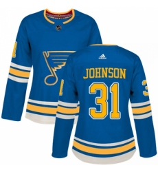 Women's Adidas St. Louis Blues #31 Chad Johnson Authentic Navy Blue Alternate NHL Jersey