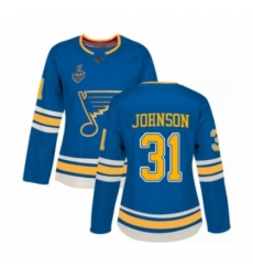 Women's St. Louis Blues #31 Chad Johnson Authentic Navy Blue Alternate 2019 Stanley Cup Final Bound Hockey Jersey