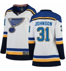 Women's St. Louis Blues #31 Chad Johnson Fanatics Branded White Away Breakaway NHL Jersey