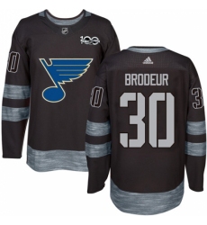 Men's Adidas St. Louis Blues #30 Martin Brodeur Authentic Black 1917-2017 100th Anniversary NHL Jersey