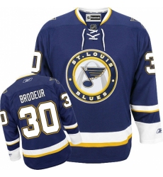 Men's Reebok St. Louis Blues #30 Martin Brodeur Authentic Navy Blue Third NHL Jersey