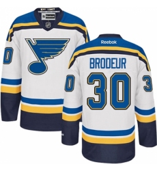 Men's Reebok St. Louis Blues #30 Martin Brodeur Authentic White Away NHL Jersey
