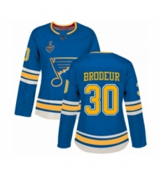 Women's St. Louis Blues #30 Martin Brodeur Authentic Navy Blue Alternate 2019 Stanley Cup Final Bound Hockey Jersey