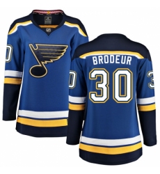 Women's St. Louis Blues #30 Martin Brodeur Fanatics Branded Royal Blue Home Breakaway NHL Jersey