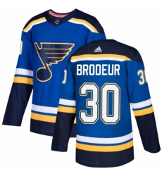 Youth Adidas St. Louis Blues #30 Martin Brodeur Authentic Royal Blue Home NHL Jersey