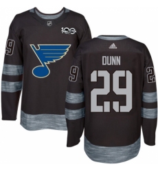 Men's Adidas St. Louis Blues #29 Vince Dunn Authentic Black 1917-2017 100th Anniversary NHL Jersey