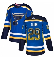 Men's Adidas St. Louis Blues #29 Vince Dunn Authentic Blue Drift Fashion NHL Jersey