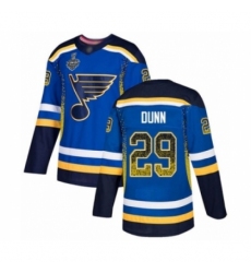 Men's St. Louis Blues #29 Vince Dunn Authentic Blue Drift Fashion 2019 Stanley Cup Final Bound Hockey Jersey