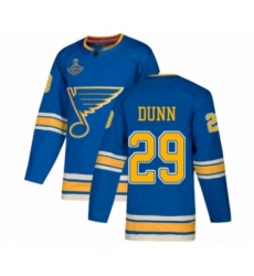 Men's St. Louis Blues #29 Vince Dunn Authentic Navy Blue Alternate 2019 Stanley Cup Champions Hockey Jersey