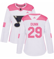 Women's Adidas St. Louis Blues #29 Vince Dunn Authentic White/Pink Fashion NHL Jersey