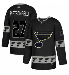 Men's Adidas St. Louis Blues #27 Alex Pietrangelo Authentic Black Team Logo Fashion NHL Jersey