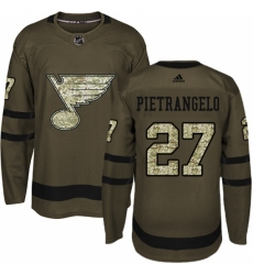 Men's Adidas St. Louis Blues #27 Alex Pietrangelo Authentic Green Salute to Service NHL Jersey