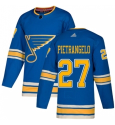 Men's Adidas St. Louis Blues #27 Alex Pietrangelo Blue Alternate Authentic Stitched NHL Jersey