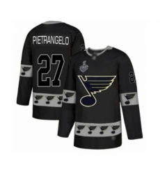 Men's St. Louis Blues #27 Alex Pietrangelo Authentic Black Team Logo Fashion 2019 Stanley Cup Final Bound Hockey Jersey