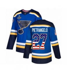 Men's St. Louis Blues #27 Alex Pietrangelo Authentic Blue USA Flag Fashion 2019 Stanley Cup Champions Hockey Jersey