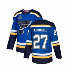 Men's St. Louis Blues #27 Alex Pietrangelo Authentic Royal Blue Home 2019 Stanley Cup Champions Hockey Jersey