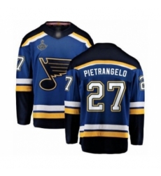 Men's St. Louis Blues #27 Alex Pietrangelo Fanatics Branded Royal Blue Home Breakaway 2019 Stanley Cup Champions Hockey Jersey