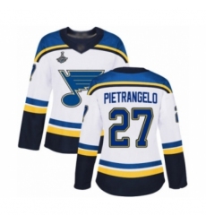 Women's St. Louis Blues #27 Alex Pietrangelo Authentic White Away 2019 Stanley Cup Champions Hockey Jersey