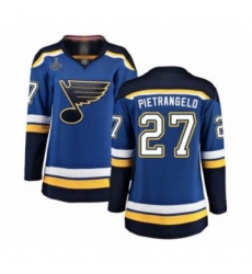 Women's St. Louis Blues #27 Alex Pietrangelo Fanatics Branded Royal Blue Home Breakaway 2019 Stanley Cup Champions Hockey Jersey