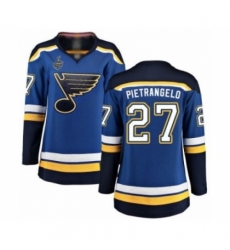 Women's St. Louis Blues #27 Alex Pietrangelo Fanatics Branded Royal Blue Home Breakaway 2019 Stanley Cup Final Bound Hockey Jersey