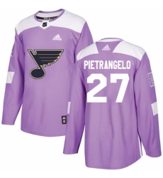 Youth Adidas St. Louis Blues #27 Alex Pietrangelo Authentic Purple Fights Cancer Practice NHL Jersey