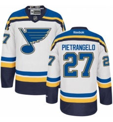 Youth Reebok St. Louis Blues #27 Alex Pietrangelo Authentic White Away NHL Jersey