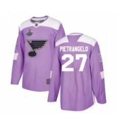 Youth St. Louis Blues #27 Alex Pietrangelo Authentic Purple Fights Cancer Practice 2019 Stanley Cup Champions Hockey Jersey
