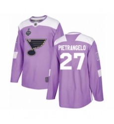Youth St. Louis Blues #27 Alex Pietrangelo Authentic Purple Fights Cancer Practice 2019 Stanley Cup Final Bound Hockey Jersey