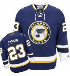 Men's Reebok St. Louis Blues #23 Dmitrij Jaskin Authentic Navy Blue Third NHL Jersey