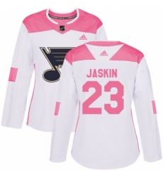 Women's Adidas St. Louis Blues #23 Dmitrij Jaskin Authentic White/Pink Fashion NHL Jersey