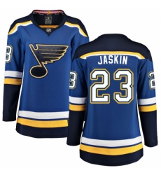 Women's St. Louis Blues #23 Dmitrij Jaskin Fanatics Branded Royal Blue Home Breakaway NHL Jersey