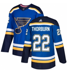 Men's Adidas St. Louis Blues #22 Chris Thorburn Authentic Royal Blue Home NHL Jersey